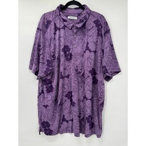 Tommy Bahama‎ Men's Sport Miramar Blooms Purple Floral Polo Tencel Shirt Sz 2XLB